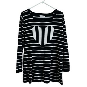 Majestic Filatures Heart Stripe Organic Cotton Top Womens 1 Black White NEW